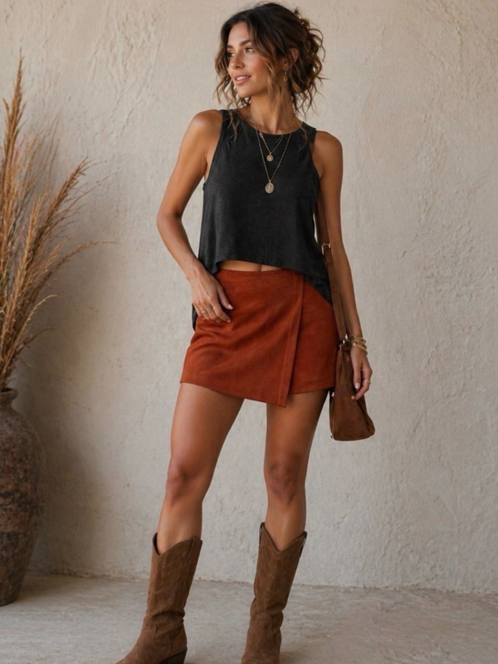 Gianni Bini Terracotta Mini Skirt